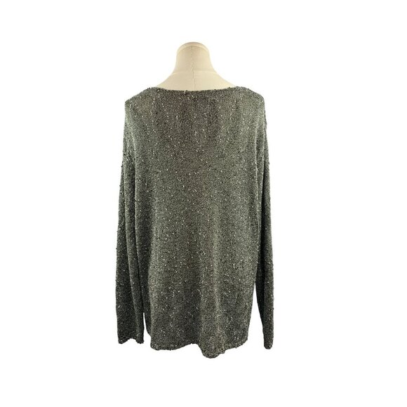 Additions By Chicos V-Neck Silver Sweater Size 3 Polyester & Rayon Blend Made - Picture 3 of 5